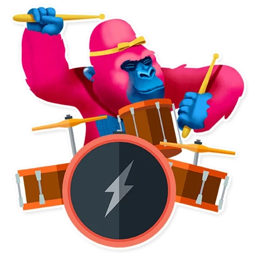 pink gorilla, telegrammaufkleber, telegrammaufkleber, gebrochenes klauen klavier, ragged clash royale baby