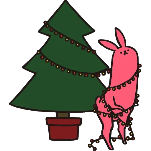 christmas tree, set of stickers pink, elust illustration, new year tree eps, elka primitive drawing
