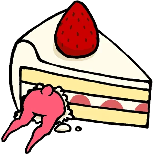kelinci kelinci, sepotong ilustrasi kue, stiker untuk telegram, kelinci merah muda, stiker telegram kelinci dengan kaki yang indah