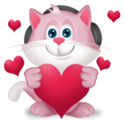 кошка, кот сердечками, котенок сердцем, котенок сердечком, рыжий котенок сердечком