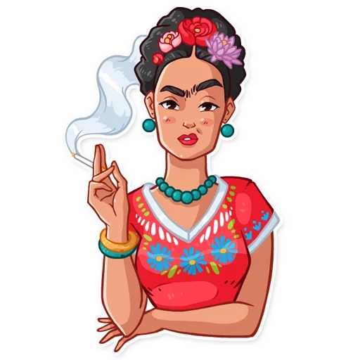 the girl, frida kahlo, frida viva la viva, zeichnung von frida kahlo