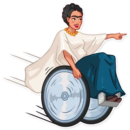 frida carlo, girl auto mechanic, vector graphics girl, girl wheelchair vector