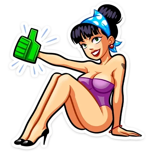 аниме, pin up girl, векторная графика