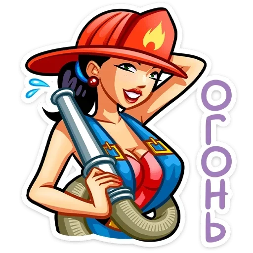 аниме, pin up, гламурные, пожарная девушка, девушка пожарный арт