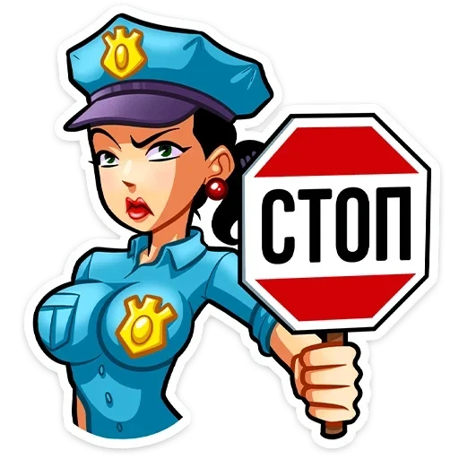 reglas de tráfico, penalización de tráfico, mujer policía, chica policía de dibujos animados, caricatura de policía femenina