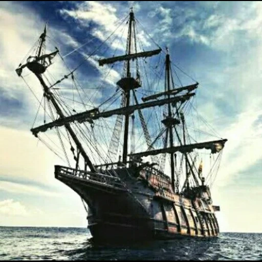 весёлый роджер, корабль галеон, парусник корабль, корабль галеон море, корабль черная жемчужина