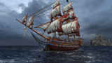 embarcacion, buque de galeón, el barco de los piratas, el barco está navegando, marinero