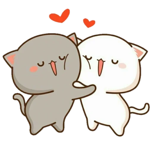 encantador gatos lp, dibujos de lindos gatos, kawaii cats love, kawaii gatos una pareja, kawaii chibi gatos figuras de amor