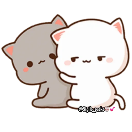 kitty chibi love, kawai kotiki chibby, desenhos kawaii fofos, gato de pêssego mochi mochi, kawaii cats um casal