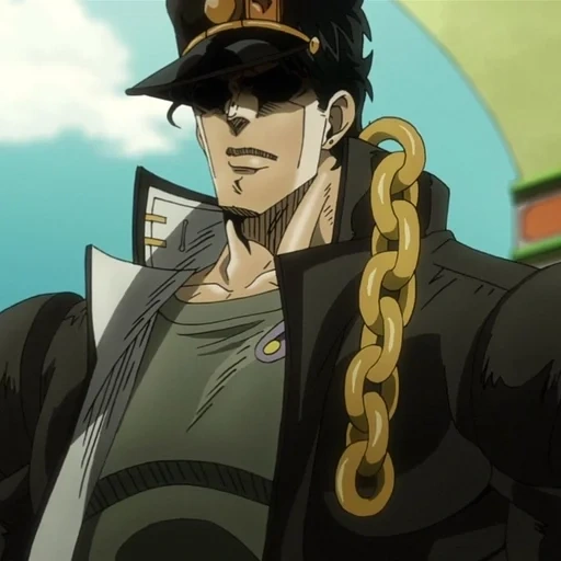 jotaro, джотаро, цепь джотаро, джотаро куджо улыбается, приключения джоджо джотаро