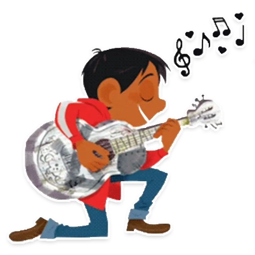 guitar clipart, the secret of coco miguel, the secret of coco stickers, clipart characters disney guitar