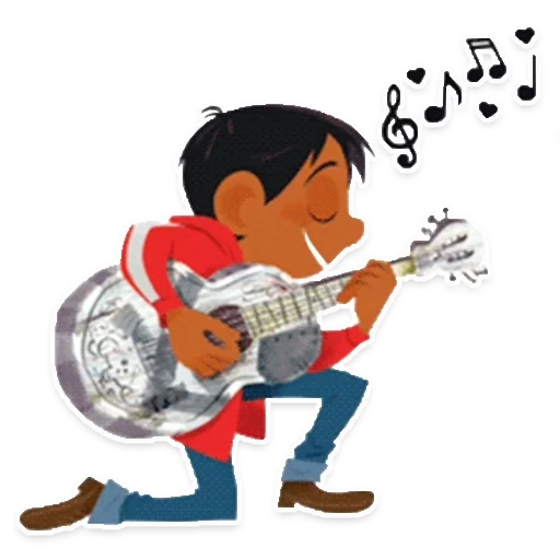 clip de la guitare, le mystère de coco miguel, stickers le mystère du cacao, clip de personnages disney avec une guitare