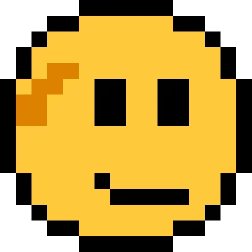 smiley pixel, sorride sulle cellule, smiley pixel art, emoticon di pixel giallo, emoticon pixel monocromatici