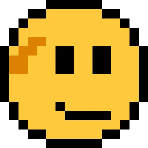 smiley face pixel, emoji seluler, smiley pixel art, pixel kuning tersenyum, smiley pixel monokrom