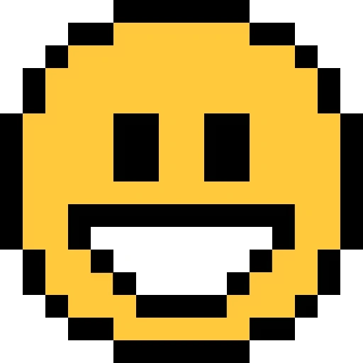 pixel souriant, pixel souriant, émoticône pixel, émoticône de pixels jaunes, riant emoji pixel