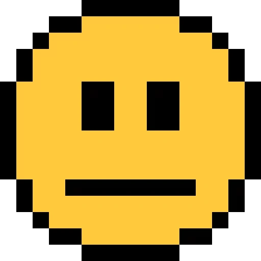 smiley face pixel, pixel smiling face, pixel emoji, yellow pixel smiling face, smiley face pixel monochrome