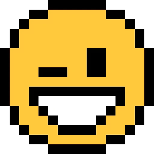 pixel souriant, visage de pixel, pixel souriant, sourit sur les cellules, riant emoji pixel
