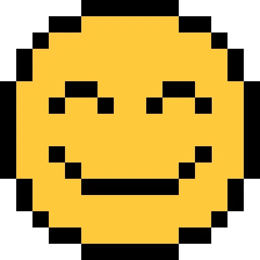 pixel souriant, emoji de pixels, émoticônes de pixels, le cours d'emoji pixel, émoticône de pixels jaunes