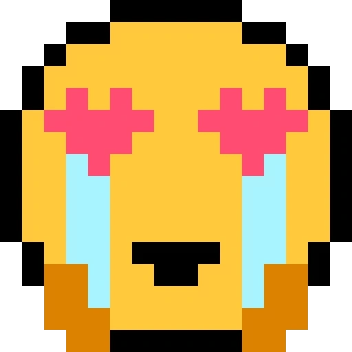 sonrisa de píxel, símbolo de expresión celular, viñetas de leon pixel, símbolo de expresión de monstruo de píxel, pixel sonríe llorando