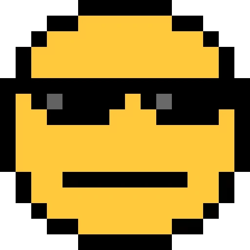 emoji cool, pixel souriant, emoji de pixels, smiley sur les cellules, émoticône de pixel triste