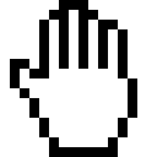 le curseur, curseur à main, main de pixel, doigts de pixels, flèche de pixel