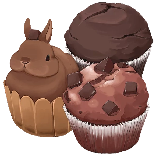 les animaux sont mignons, cupcake brun, cupcake au chocolat, muffins chocolate, figure des muffins au chocolat
