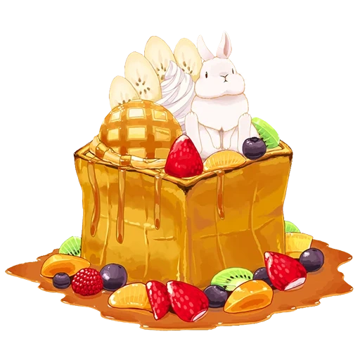 tortique anime, art de la gastronomie du lapin, les dessins de nourriture sont mignons, belles illustrations nourriture, illustration cutting lapin food