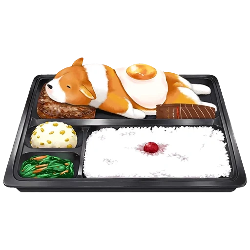 food food, order a meal, picture food, illustrated food, bento corgi cake