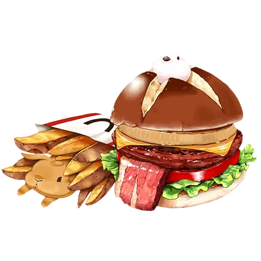 hambúrguer, desenhos alimentares, comida desenhos fofos, chizburger burger king, grill chizburger burger king