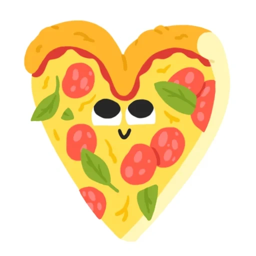 pizza, terno de pizza, portador de coração de pizza, cartoon em forma de coração de pizza