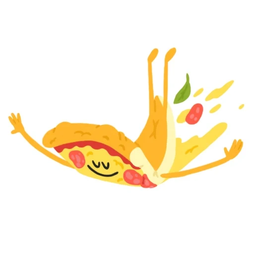 pizza, pizza funk, objek tabel, pizza stiker api, menggambar oleh seorang ilustrator