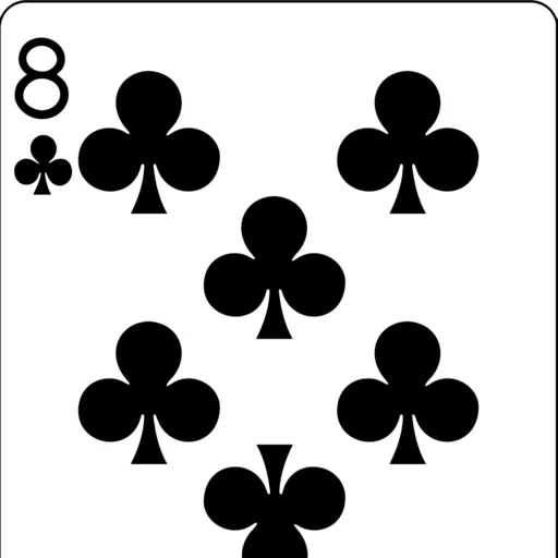 card of tref, seven tref, eight tref, playing cards, eight card of tref