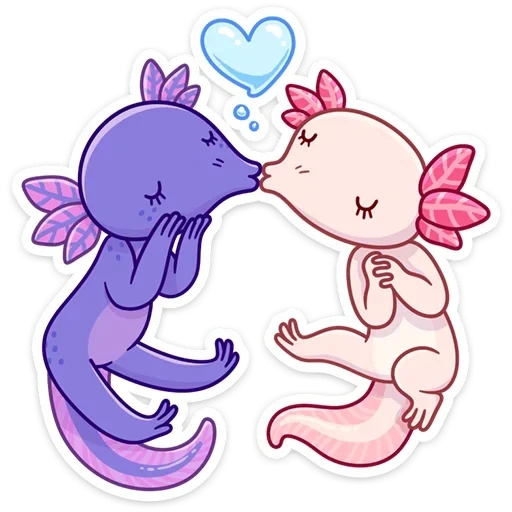 p34, axolotl, axolotl kecil, stiker axoloted di