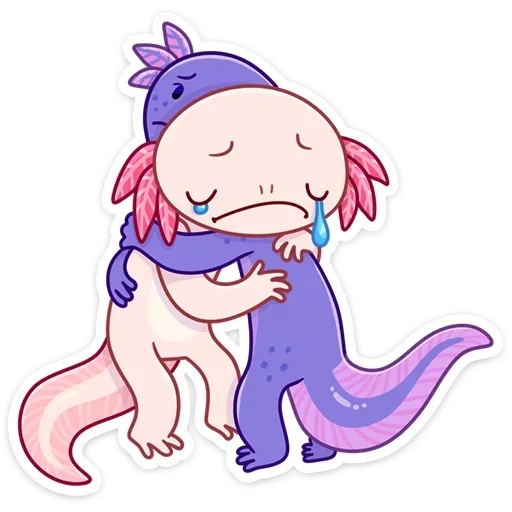 axolotle is cute, little axolotl, axoloted stickers on the
