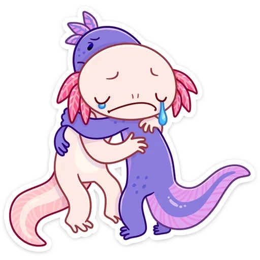 axolotle lucu, axolotl kecil, stiker axoloted di