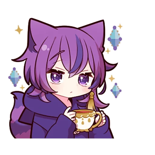 chibi, anime, art de l'anime, neko yuri delk, personnages d'anime