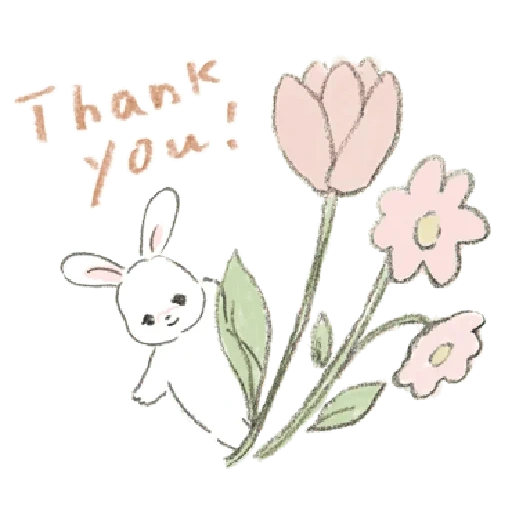 picture, dear rabbit, the drawings are cute, beautiful flower, rabbit drawing