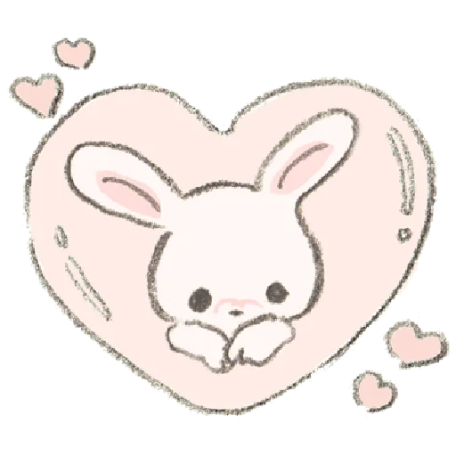 petit lapin, attelle, un joli motif, cadeau de saint-valentin mignon, carte postale de coeur de lapin
