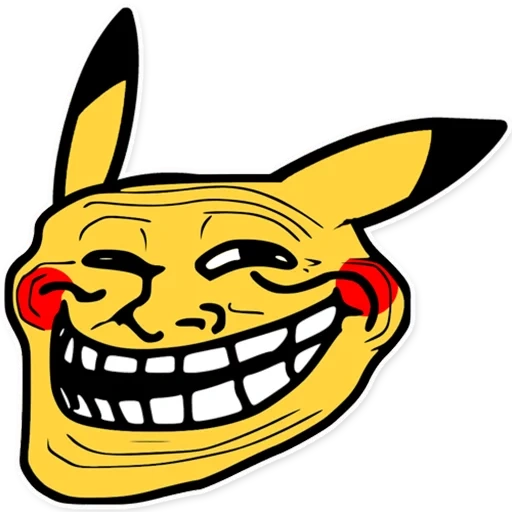 troll, pikachu troll, pikachu trollfaces, wajah troll adalah picachu, meme tersenyum keras kepala
