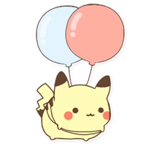 pikachu, pokemon carino, carino kawai pittura, palloncino carino pikachu, kawai sketch light