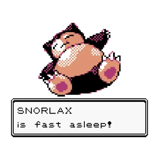 pokemon, gypse de pin, snorlax wake up, pokemon snorlax, pokemon snorlax pixel
