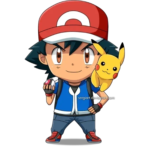 pokemon, ash kechum, pokemon grey, pokemon ash, ashkchum chibi