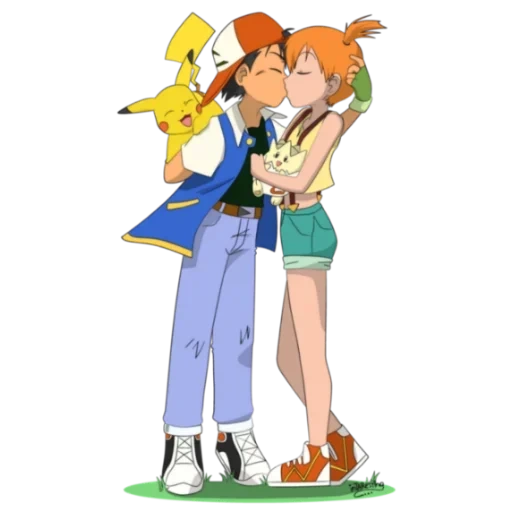 pokemon ash, pokemon misty, pokemon grey mystery, pokémon gris, pokemon ash and misty