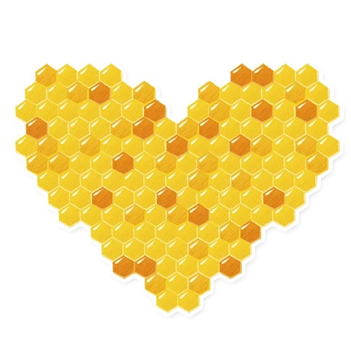 honeycomb jantung, jantung sarang lebah, simbol hati, kuning berbentuk hati, the big heart