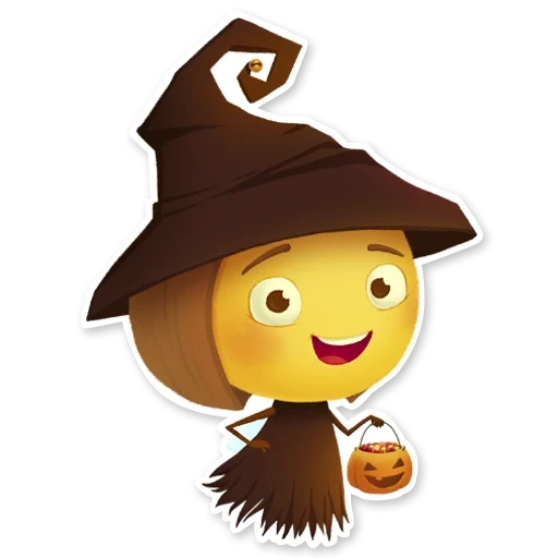 emoji, halloween, abeille polly, magicien souriant, sorcière d'enfants