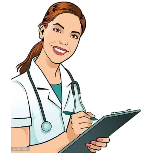 женский врач, рисунок врача, женщина врач арт, страница текстом, профессия медсестра
