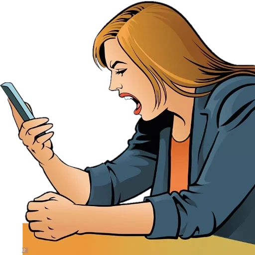 женщина, иллюстрация, расстроенная женщина, векторные иллюстрации, расстроенная женщина телефоном рисунок