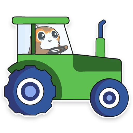 traktor, buku pelajaran, traktor dengan mata, tampilan traktor dari samping, gambar traktor hijau