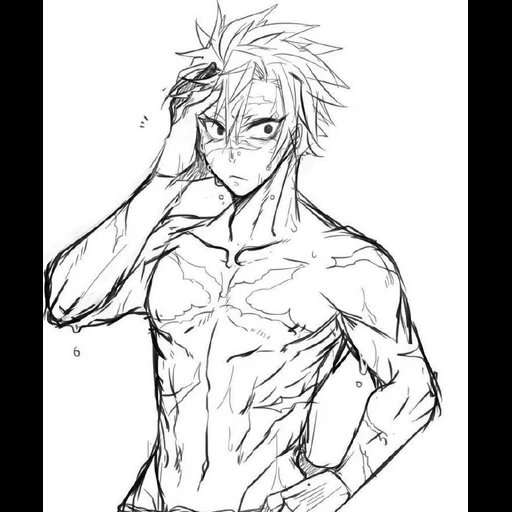 anime body boy, anime press boy, anime boy dengan pensil, sketsa karakter anime, menggambar pose anak iblis