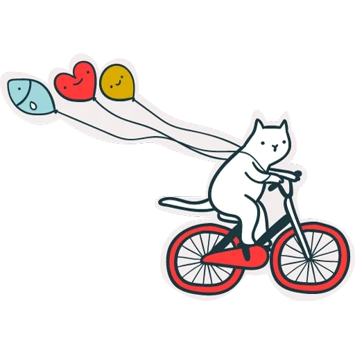 bicicleta, en bicicleta, von bicicleta, decoración de bicicletas de gato, vector de bicicletas de gato